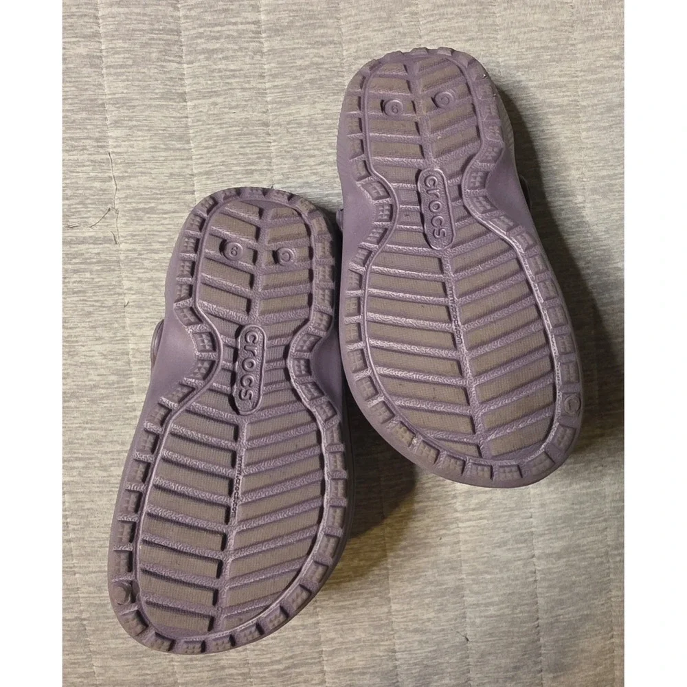 533 Crocs Kids Classic Fuzz Lined Clogs Purple Pink Fur Slip On Shoes Size6 Kids